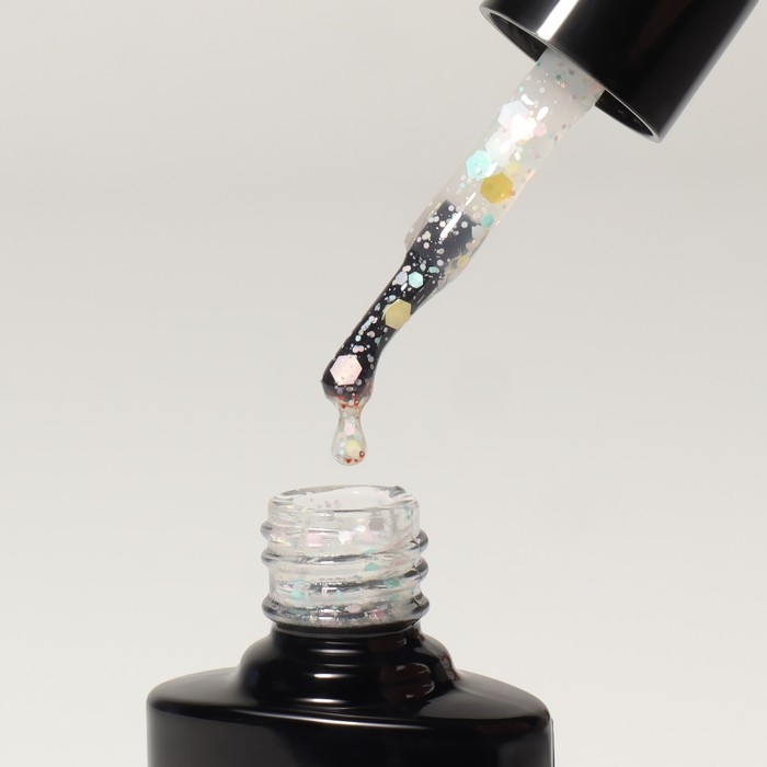 Гель лак для ногтей, &laquo;MILK GLITTER&raquo;, 3-х фазный, 8мл, LED/UV, цвет прозрачный (01)