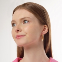 Серьги со съёмным элементом &laquo;Трансформер&raquo; птица, цвет белый в золоте