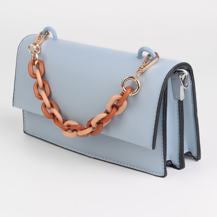 Цепочка для сумки, пластиковая, с карабинами, 24 &times; 18 мм, 30 см, цвет коричневый/бежевый/золотой