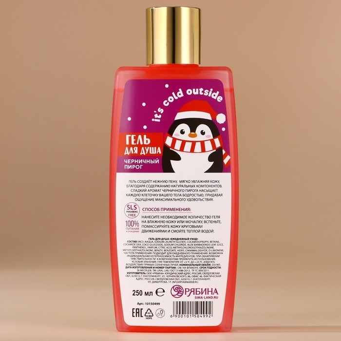 Гель для душа, 250 мл, аромат черничного пирога, Новый Год Гель для душа, 250 мл, аромат черничного пирога, Новый Год