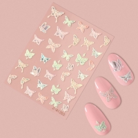 Наклейки для ногтей &laquo;Бабочки&raquo;, объёмные, разноцветные/голографические