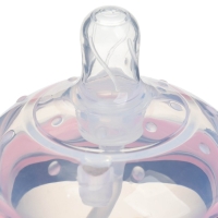 Бутылочка для кормления M&B, ШГ &Oslash;70мм, от 6 мес, 250мл., с ручками, силиконовая колба, цвет розовый