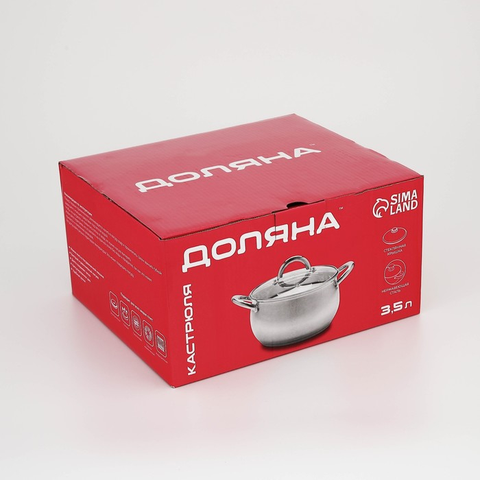 Кастрюля из нержавеющей стали Доляна &laquo;Гиперион&raquo;, 3,5 л, d=20 см, с крышкой