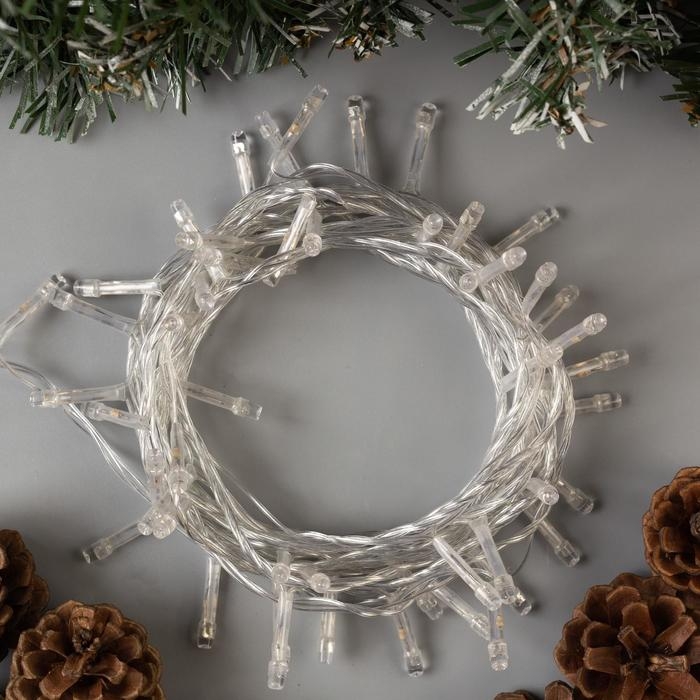 Гирлянда &laquo;Нить&raquo; 5 м, IP20, прозрачная нить, 50 LED, свечение красное, 8 режимов, 220 В