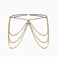 Цепочка на бедро бодичейн "Шахерезада" со стразами, цвет белый в золоте