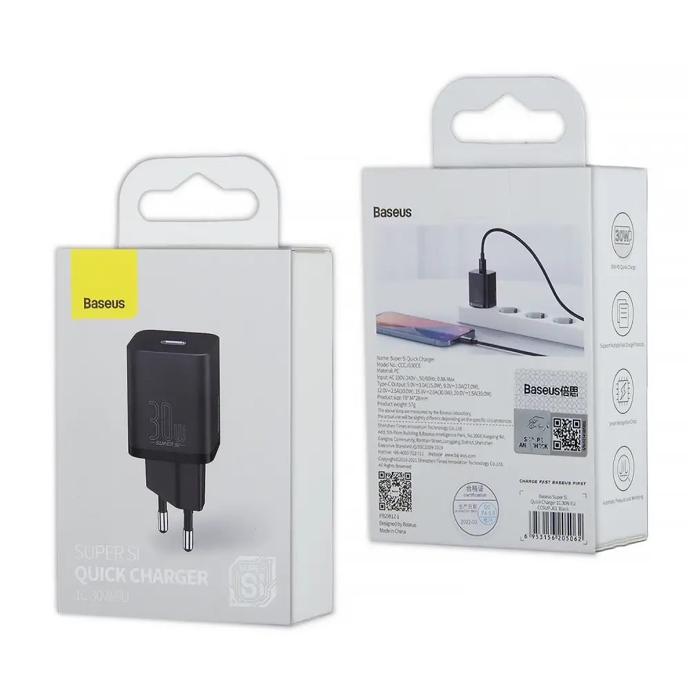 Переходник СЗУ на Type-C 30W CCSUP-J01 Baseus черный