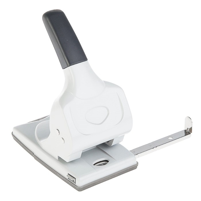 Дырокол мощный до 70 листов Erich Krause, с линейкой, серый, диаметр прокола 5.5мм, расстояние между проколами 80мм, белый