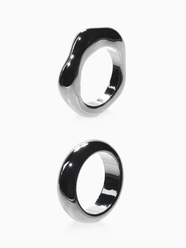 Кольцо пластик &laquo;Стиль&raquo;, набор 2 шт. размер 17, цвет серебро