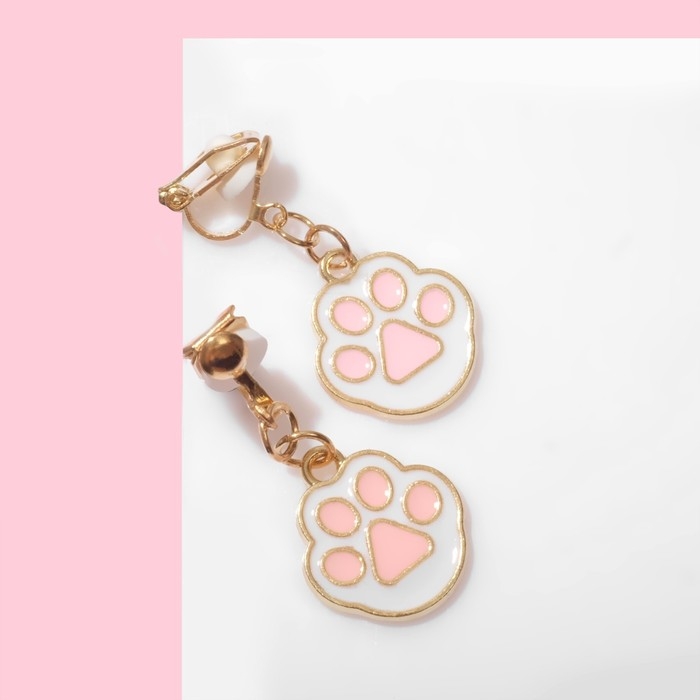 Клипсы детские &laquo;Выбражулька&raquo; лапки, цвет бело-розовый в золоте