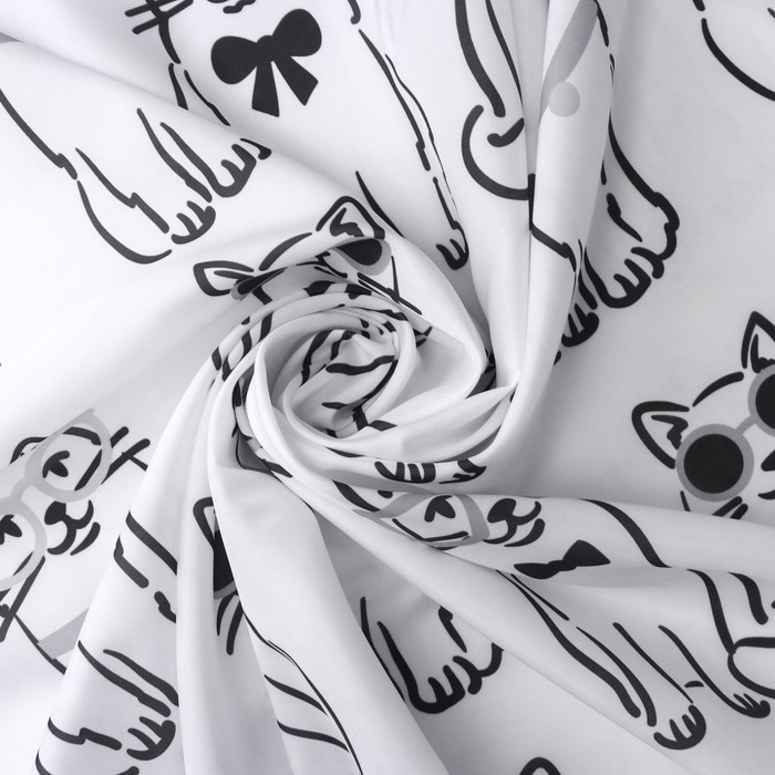 Штора для ванноы Доляна Cats, 180&times;180 см, полиэстер, цвет белый