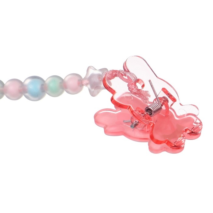 Соска - пустышка силиконовая ортодонтическая, от 12 мес., с колпачком + держатель &laquo;Зайка&raquo;, цвет розовый