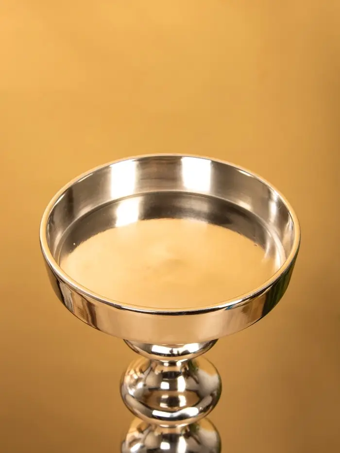 Подсвечник "Кубок" 13х13х43 см, алюминий, цв. серебро