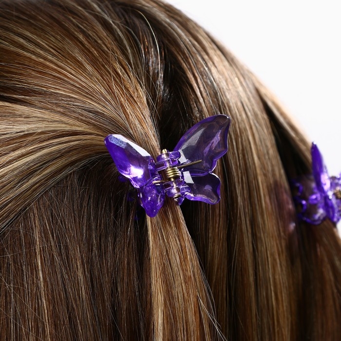 Краб для волос в форме бабочек &laquo;Самой волшебной&raquo;, 2 шт., 4 х 3 х 2.5 см