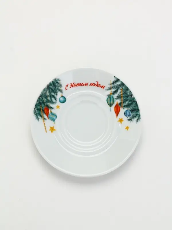 Чайная пара новогодняя &laquo;С Новым годом! Новогодние игрушки&raquo;, 220 мл, кружка, блюдце