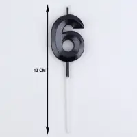 Свеча в торт на шпажке &laquo;Цифра 6&raquo;, черная, 5 см