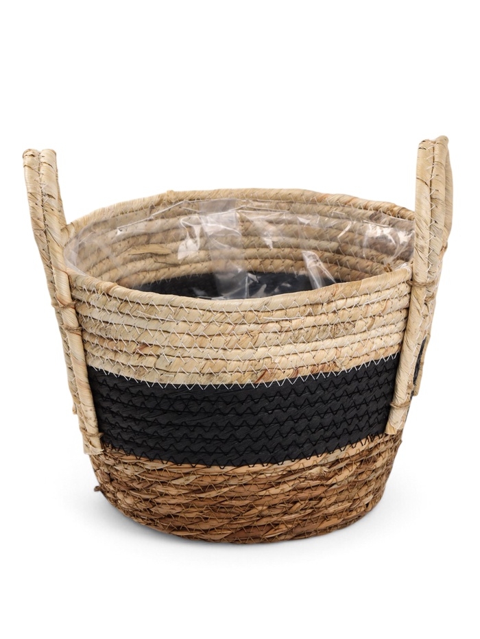 Набор кашпо "Инга" синяя полоса, 20,5х25/25,5х28/27х33см