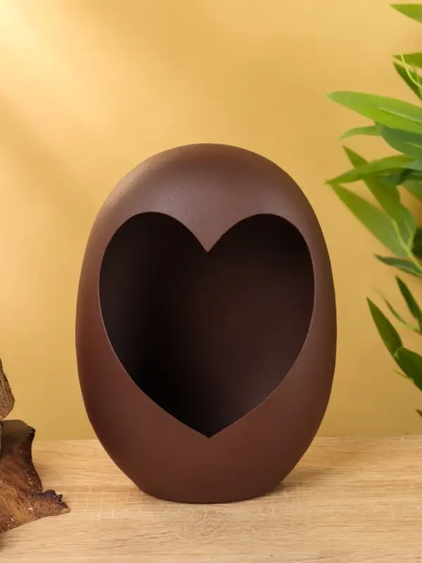 Подсвечник в форме сердца текстурный &laquo;Шоколад&raquo;, 16.5&times;8.5&times;22+/- 1 см