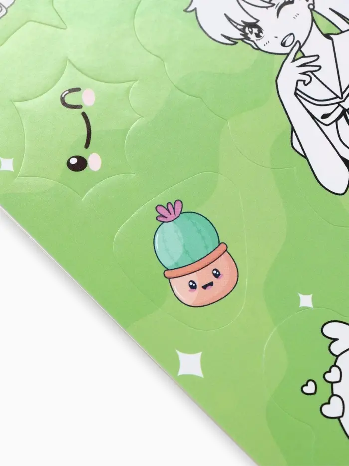 Наклейки детские, раскраска, 3 листа, А5 &laquo;Аниме&raquo;
