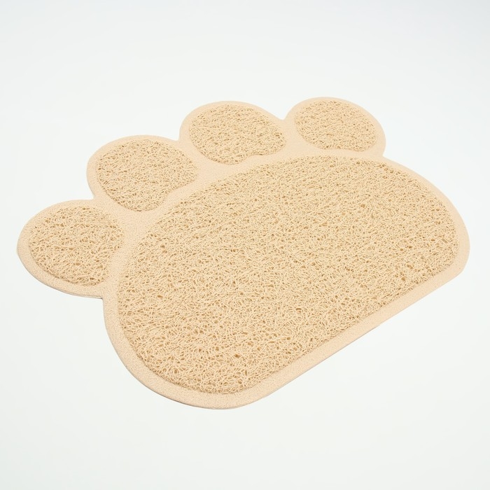 Коврик 2-в-1 под миску/туалет животных "Лапка", 40 х 30 см, бежевый