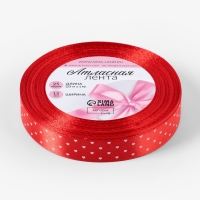 Лента атласная &laquo;Сердечки&raquo;, 15 мм, 23&plusmn;1 м, красная №026