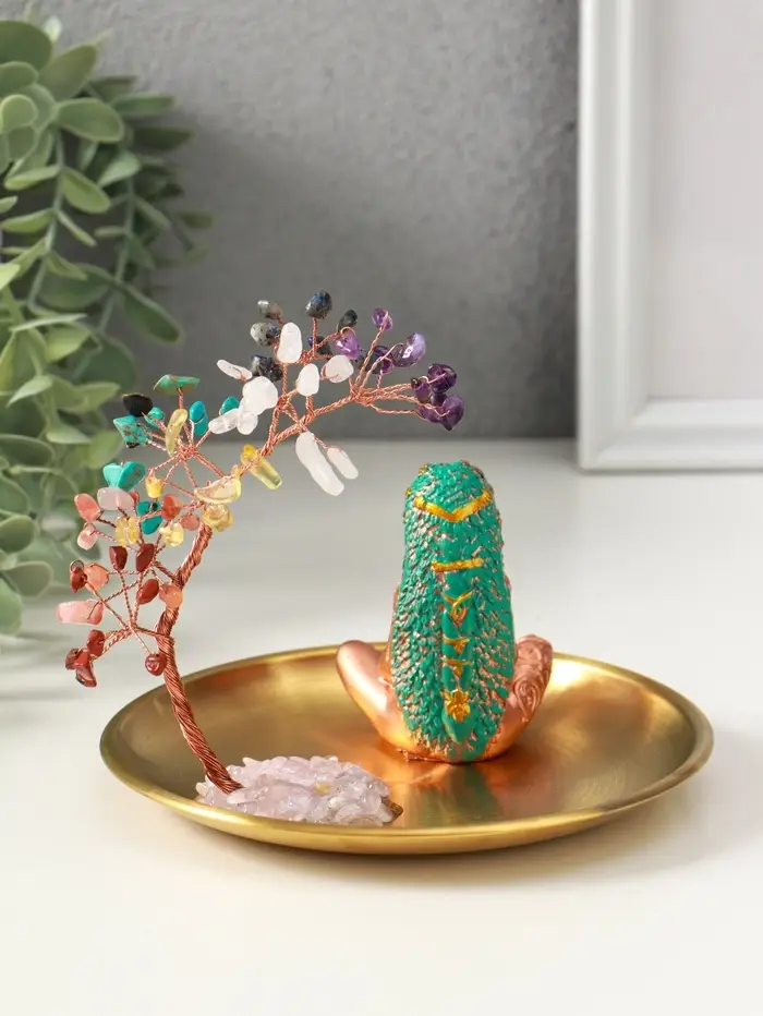 Сувенир бонсай "Дерево 7 чакр и мать-земля" 14х14х12 см