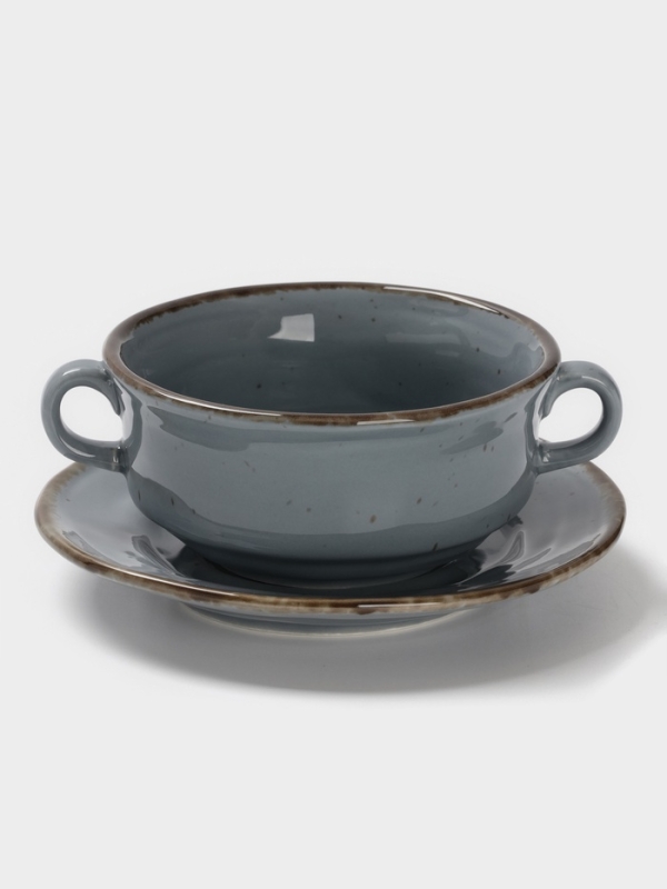 Бульонница Magistro "Alpine Frost" 250 мл 14,6х14,6х7,2 цвет синий с блюдцем