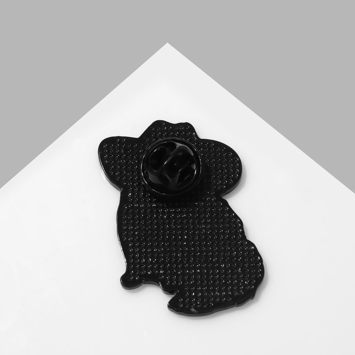 Значок &laquo;Котик&raquo; ковбой, цветной в чёрном металле