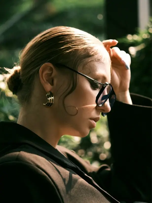 Серьги металл "Трио" на увеличение, цвет золото