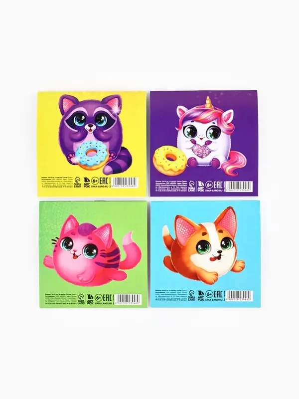 Блокнот 10х10см, 16 л. МИКС "Кругляши"