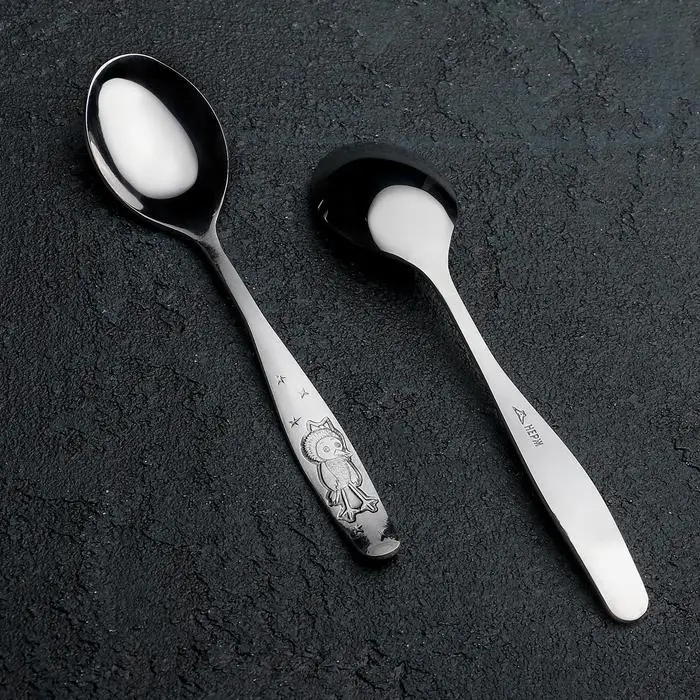 Ложка чайная &laquo;Антошка&raquo;, длина 14 см, толщина 2 мм, цвет серебряный