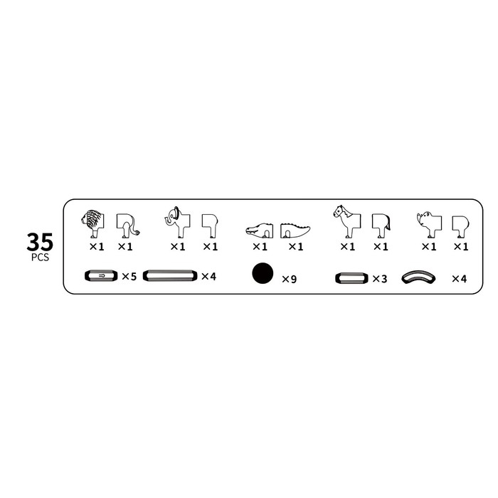 Конструктор магнитный для малышей «Магические палочки с животными», 35 деталей Конструктор магнитный для малышей «Магические палочки с животными», 35 деталей