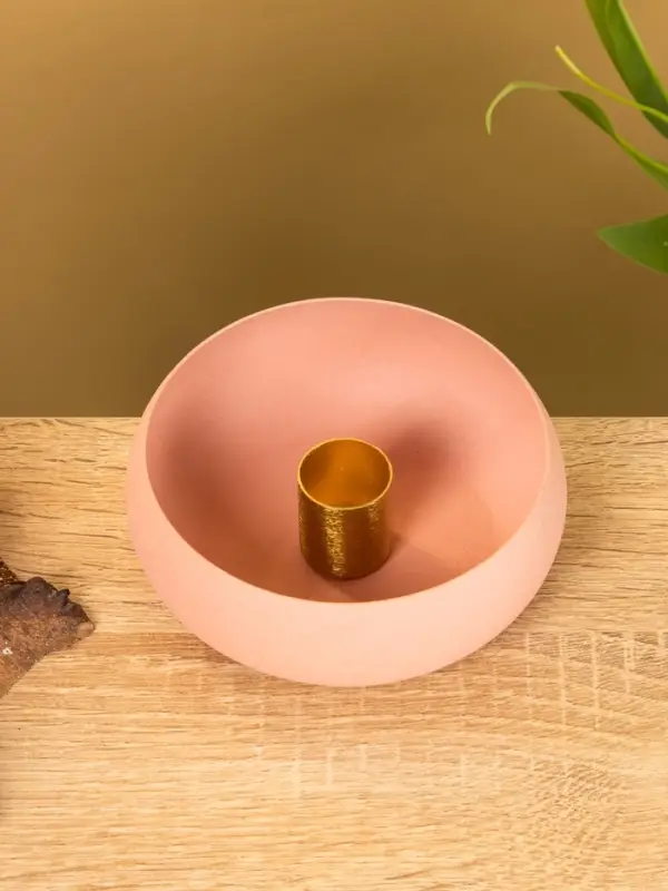 Подсвечник на 1 свечу на магнитах "Пудровый" 11х11х4 см
