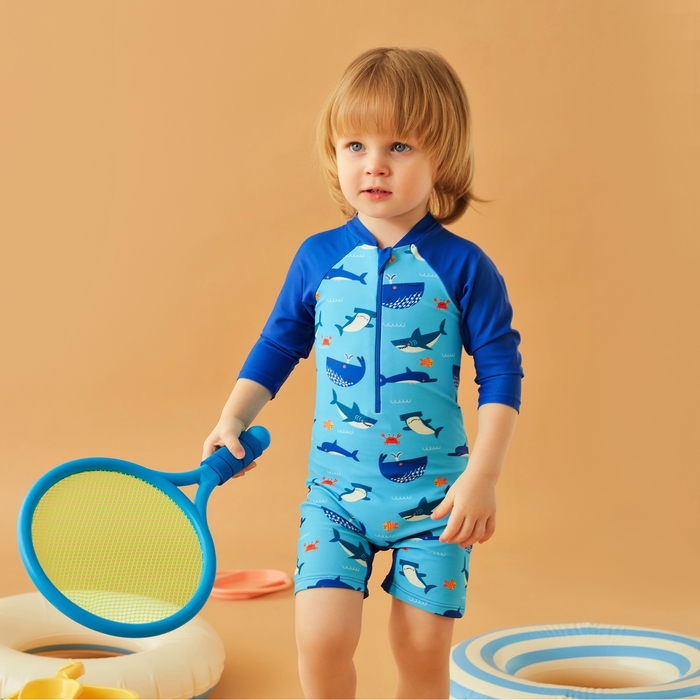 Купальный костюм детский Крошка Я &laquo;Рыбы&raquo; рост 98-104 см, голубой