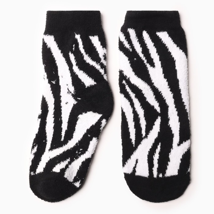 Носки женские махровые &laquo;Зебра&raquo;, цвет чёрный/белый, размер 36-40
