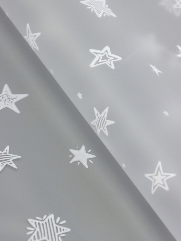 Пленка для цветов матовая, "Звездочки", белый, 0,6х9м &plusmn;5%