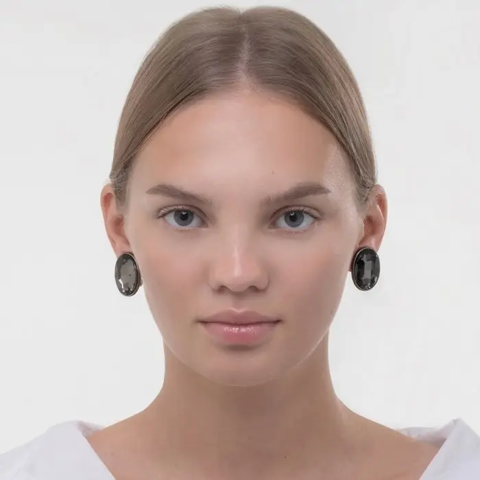 Клипсы &laquo;Вечеринка&raquo; овалы, цвет серый в сером металле