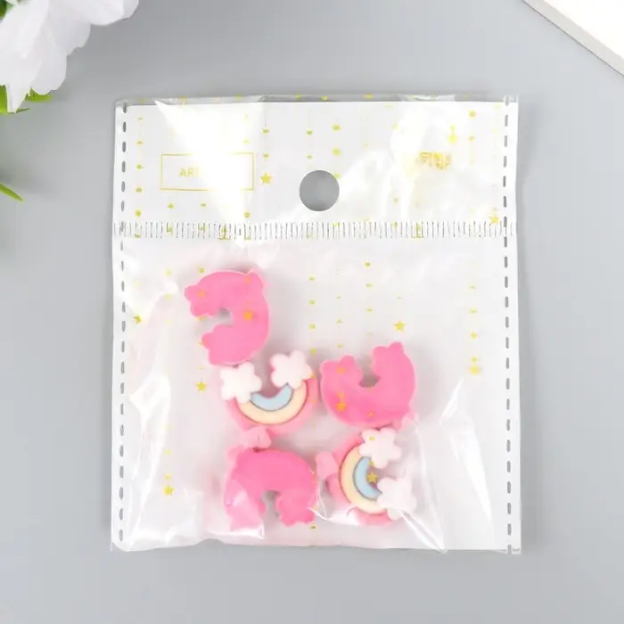 Пластиковый декоративный элемент &laquo;Арт Узор. Радуга с сердечком&raquo;, бархатное напыление, 0.6&times;1.7&times;2 см