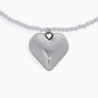 Кулон жемчуг &laquo; Сердце&raquo; бусина №4, серебряно-белый в серебре, 30 см
