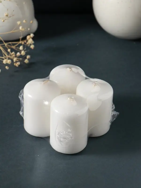 Свеча-цилиндр 4х6 см, 70 гр (набор 4 шт) белый