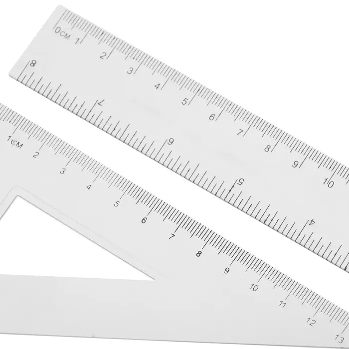 Набор чертёжный, прозрачный, 4 предмета (линейка 20 см, угольник 14 см/ 30&deg;, угольник 10 см/ 45&deg;, транспортир)