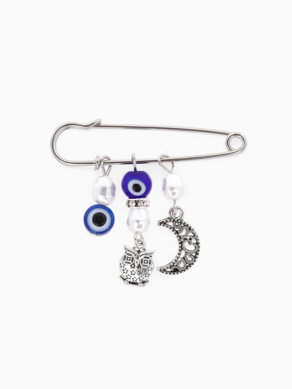 Булавка оберег &laquo;На счастье и удачу&raquo;, 5см, цвет синий в серебре