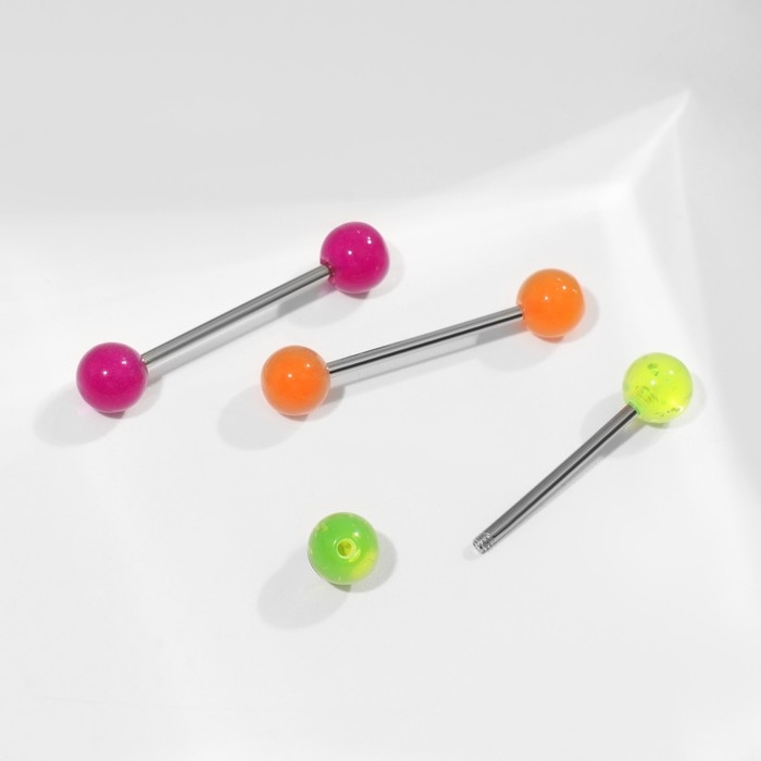 Пирсинг в язык &laquo;Шарики&raquo;, L=1,9 см, цвет МИКС в серебре (набор 12 шт.)