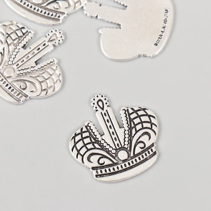 Декор металл для творчества "Корона императора" набор 5 шт 2,5х2,5 см