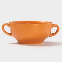 Бульонница Magistro "Potter" 255мл 15х2,5 цвет оранжевый с блюдцем