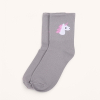 Ноские женские с рисунком, серые &laquo;Единорог&raquo;