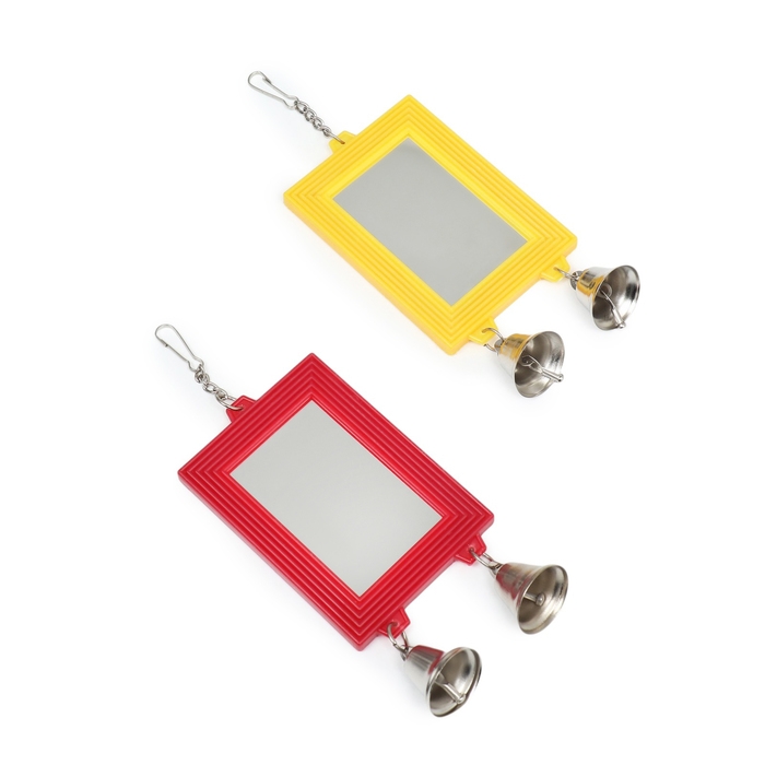 Игрушка для птиц "Отражение" с колокольчиком, 13.5 х 6.8 см, микс цветов