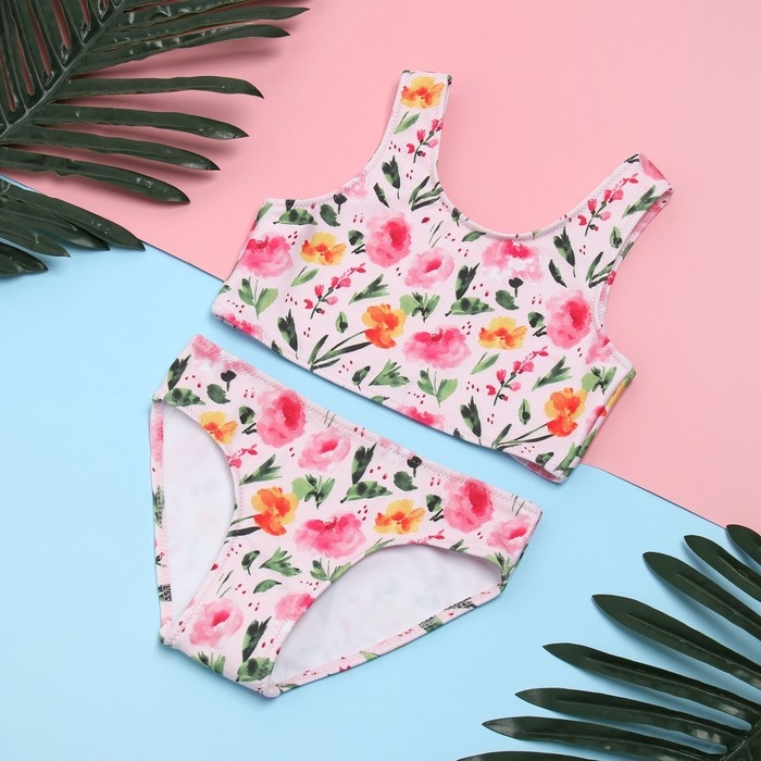 Купальник детский KAFTAN Купальник детский KAFTAN "Цветы", рост 140 см, розовый