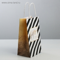 Пакет подарочный крафт, упаковка, &laquo;Gifts&raquo;, 12 х 21 х 9 см
