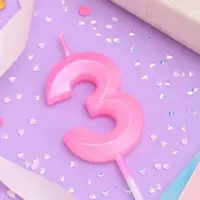 Свеча в торт на шпажке &laquo;Грань&raquo;, цифра 3, 5 см, розовая