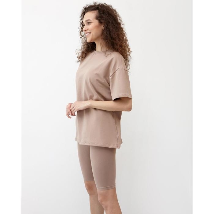 Футболка женская MINAKU OVERSIZE FIT: цвет коричневый, р-р 46 Футболка женская MINAKU OVERSIZE FIT: цвет коричневый, р-р 46